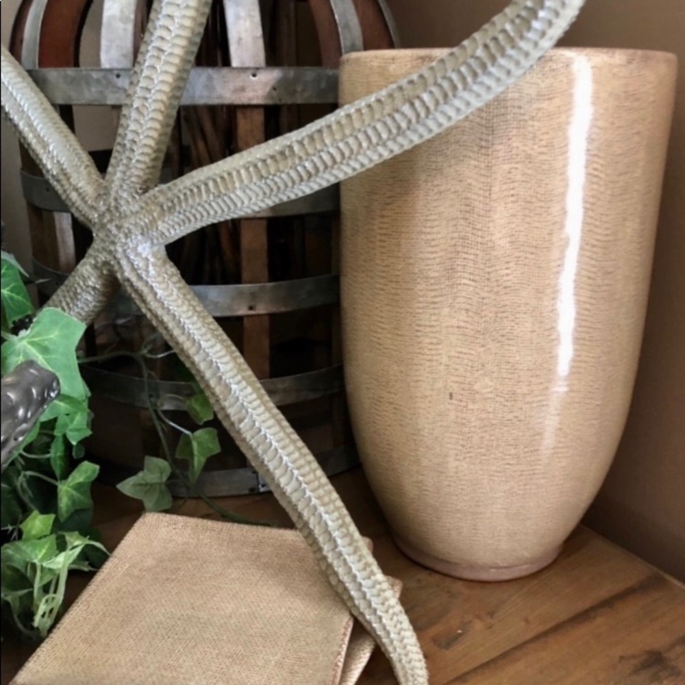 Pottery Barn Spicy Mustard Vase & Candle Trays New - Picture 1 of 2